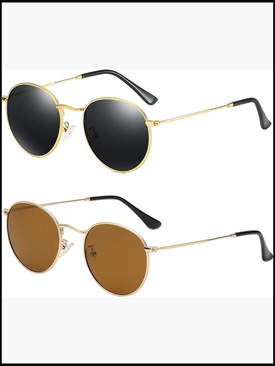 Metal Frame Polarized Sunglasses Small Round Retro UV Protection main image 6